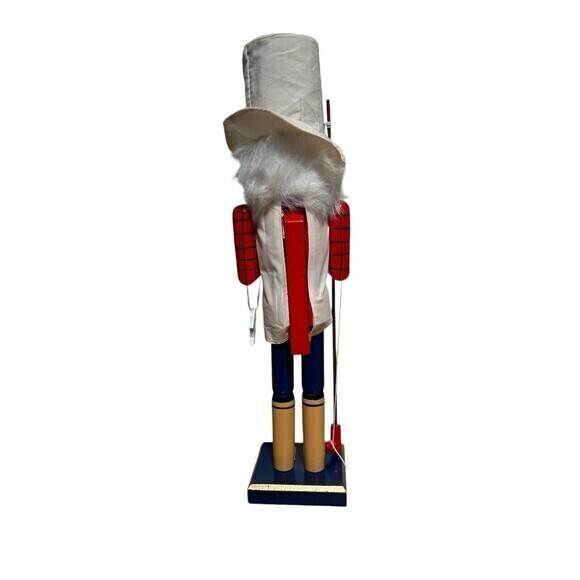 Wooden Christmas Nutcracker, 15", MALE FISHERMAN WITH FISHING ROD‎ & FISH, P&T - Picture 4 of 9